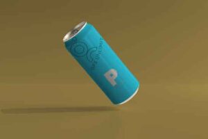 Mockup-of-a-drinks-tilted-can-on-abstract-brown-background