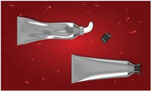 mock-up-illustration-of-toothpaste-tube-on-abstract-red-background
