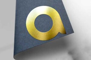 3d-gold-sign-logo-mock-up-gray-paper-texture