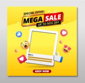 Social Media Post of mega sale in yellow color