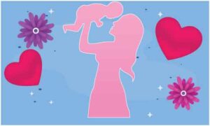 art-of-mother-playing-with-her-kid-on-heart-shape-background