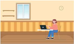 a-woman-is-working-on-laptop-in-the-room