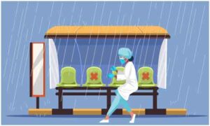a-woman-is-running-on-the-road-during-rain