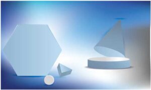 bright-hexagon-and-triangle-cone-on-abstract-blue-