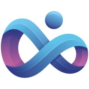 modern 3d infinity logo design with dot