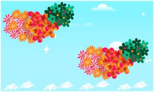 various-color-flower-on-abstract-cloud-background