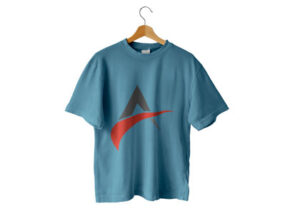 blue-t-shirt-on-wooden-hanger-mockup