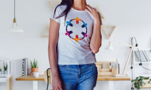 standing-girl-wear-t-shirt-in-a-room