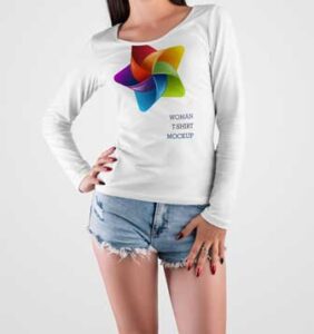 Girl White t-shirt view with logo mockup