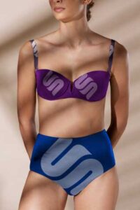 Mockup of woman crop innerwear clothes top and bottom with logo