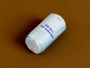 Drink can placed on brown table