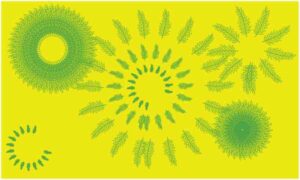 Celebration green flower on yellow background