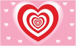 Combination of red and white heart on pink background