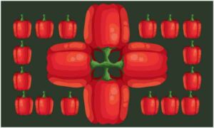 Small and big red capsicum make a perfect artwork