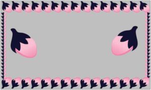 Pink and black fruit decorate on grey background