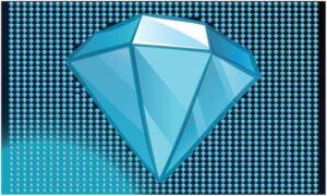 Diamond display around the biggest one on abstract black background