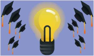 Luminating bulb with black cap on grey background