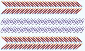 Colourful pencil in diagonal shape and tilt paper clip holder