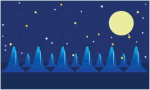 Blue pillar in horizontal straight line decorate with colourful circle