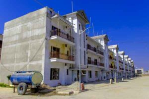 Side-view of residential multistorey building