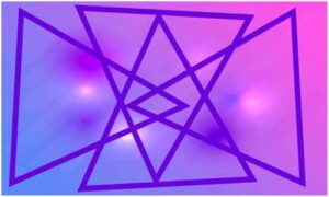 Several triangle jointly make artwork on purple background