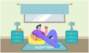 Man lay down on floor with pillow