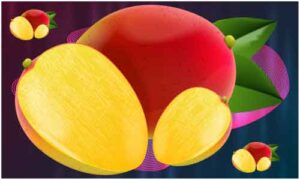 Fresh Peach fruit with ripe Halved and Sliced Peach display on dark Background